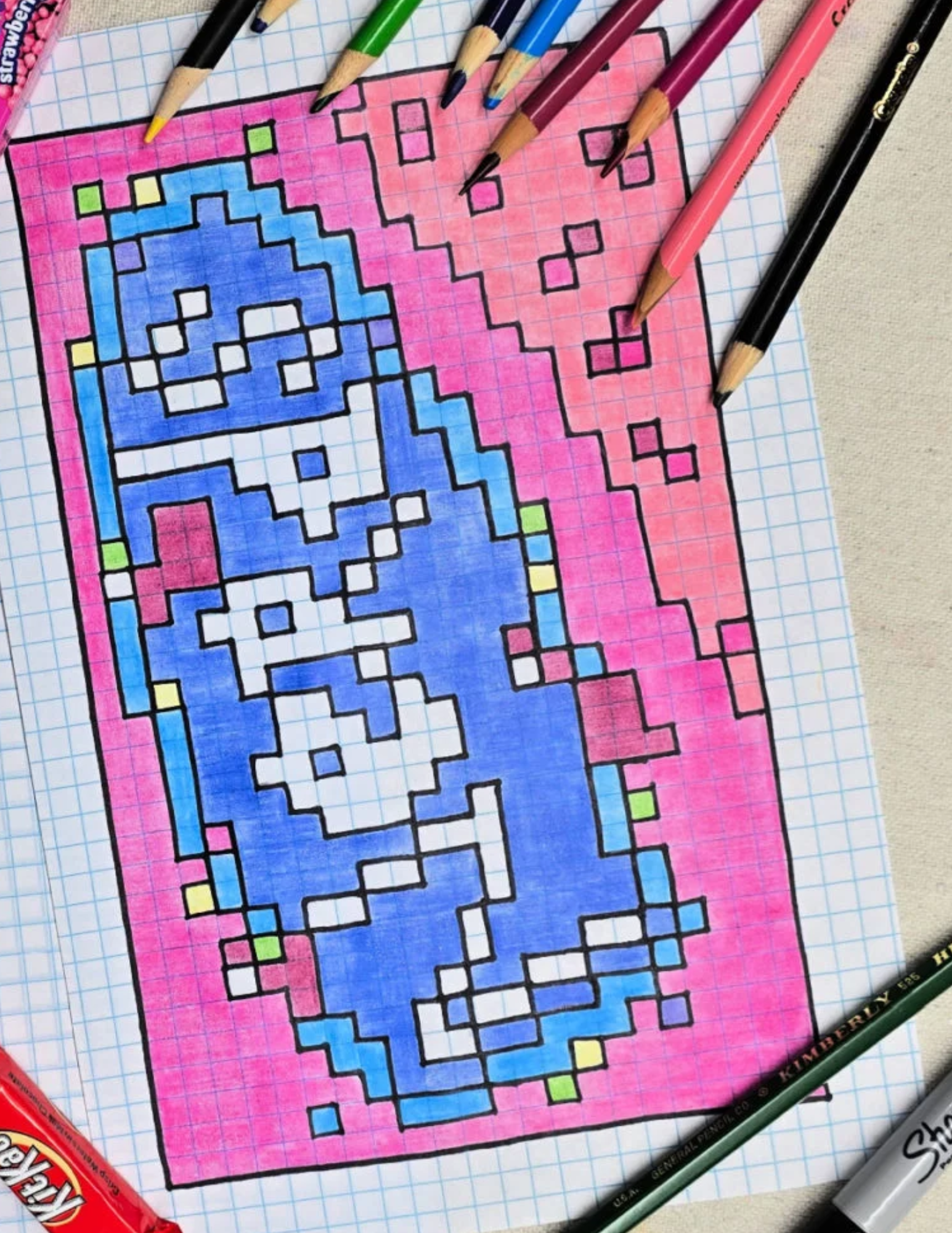 photo nerds candy colored pencils pixel art