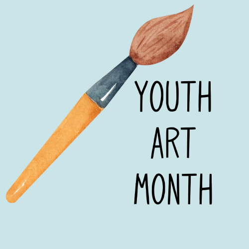 Paintbrush with text "Youth Art Month"